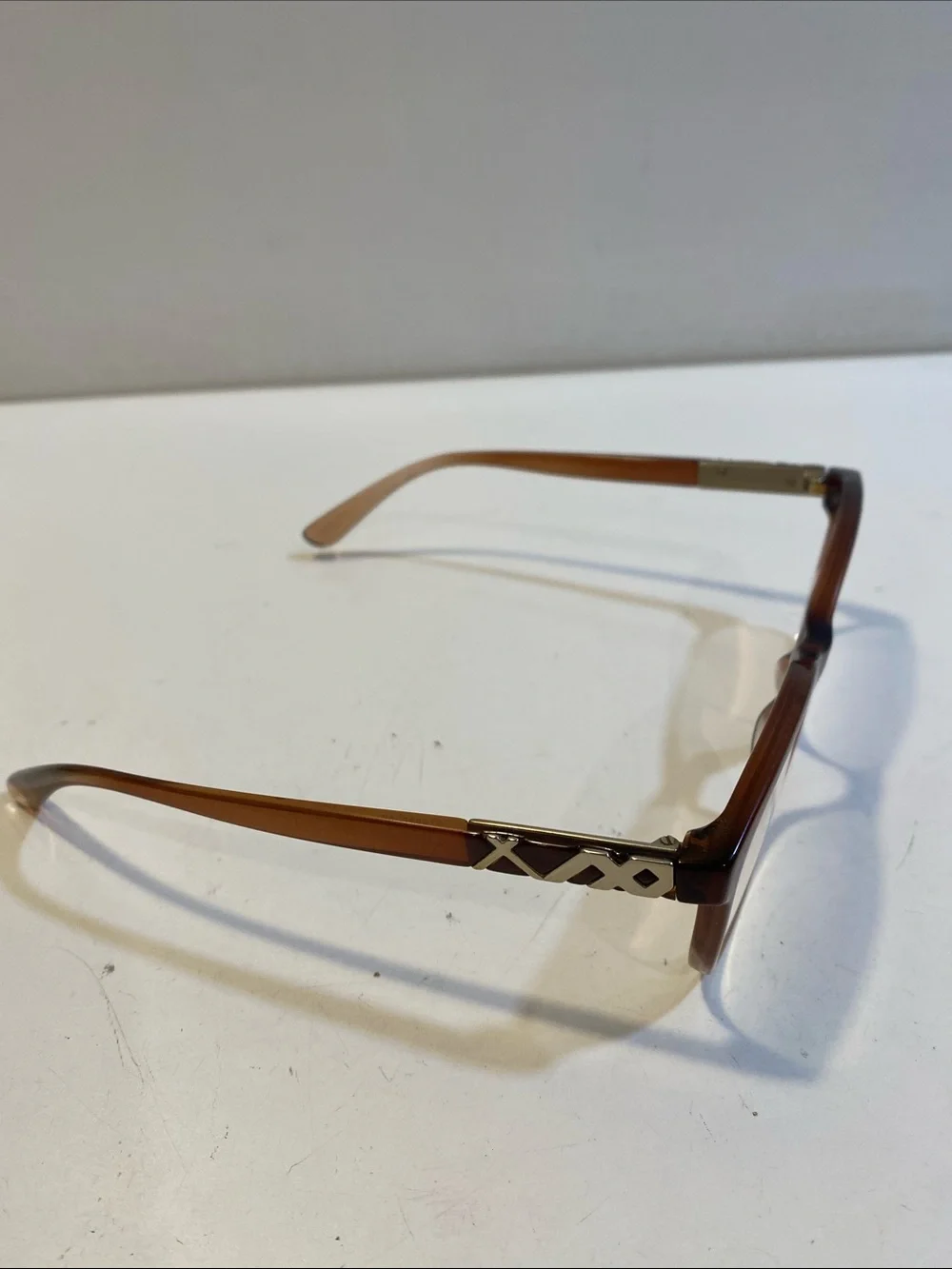 BURBERRY Brown Rectangular  Glasses with Metallic Accent
